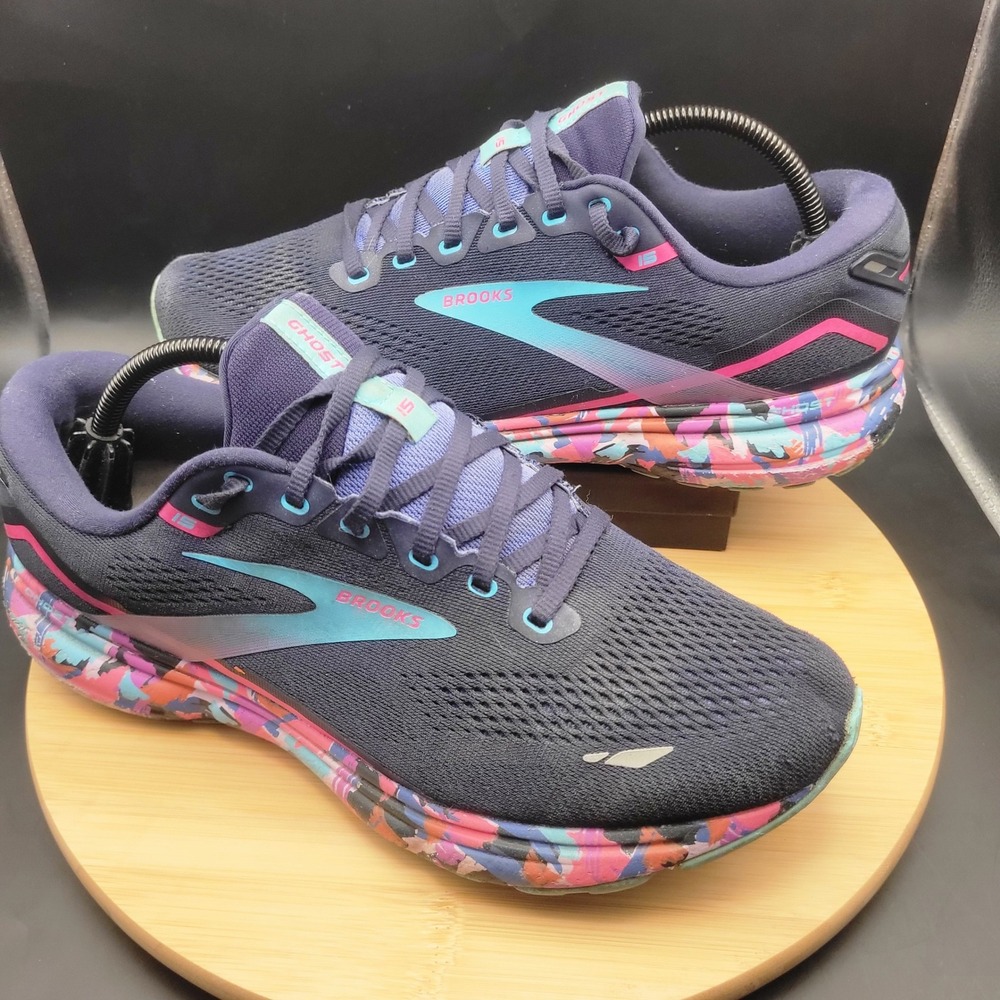 Brooks Ghost 15 Women Running Shoes Navy Pink Teal 1203801D434 Size 11.5 Wide D - Picture 4 of 11